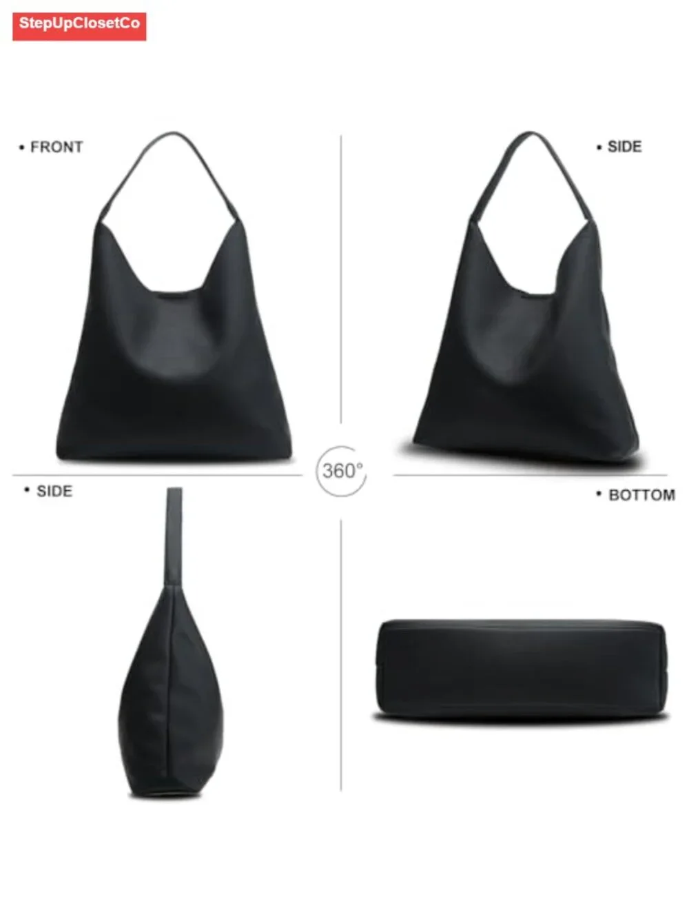 Women's Soft Faux Leather Hobo Tote Shoulder Bag High-Capacity Slouchy Purse